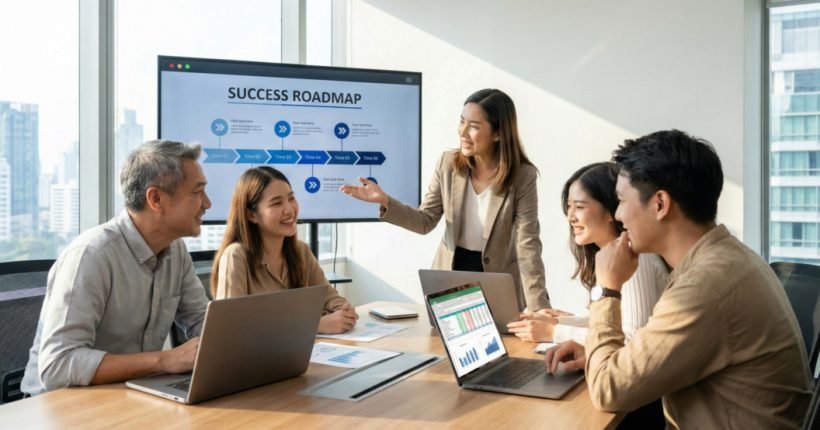 บรรยากาศการทำ Workshop ผ่าน Onsite Training เพื่อปรับเปลี่ยนองค์กรสู่ระบบดิจิทัล