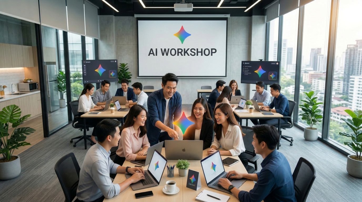 บรรยากาศ Workshop สอนใช้ AI ในที่ทำงาน โดย Demeter Skill เพื่อเพิ่ม Productivity