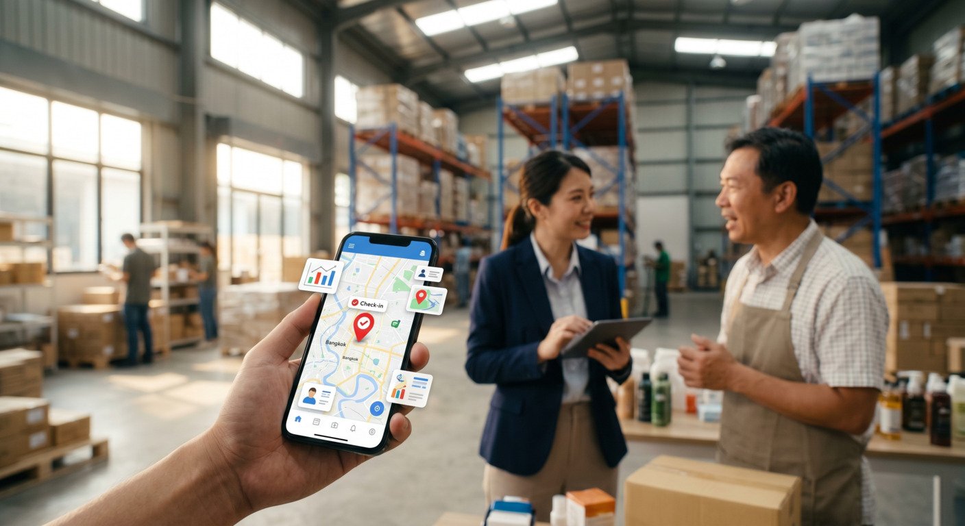 ฟีเจอร์เช็กอินผ่าน GPS บนแอปพนักงานขาย AppSheet