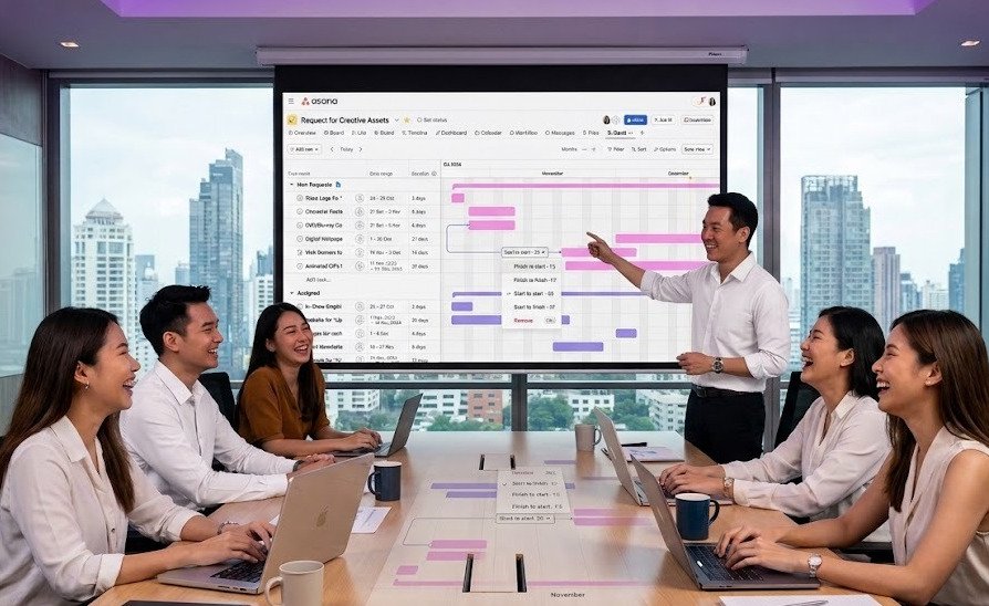 Asian professional team attending Asana Professional Workflow training and consultancy